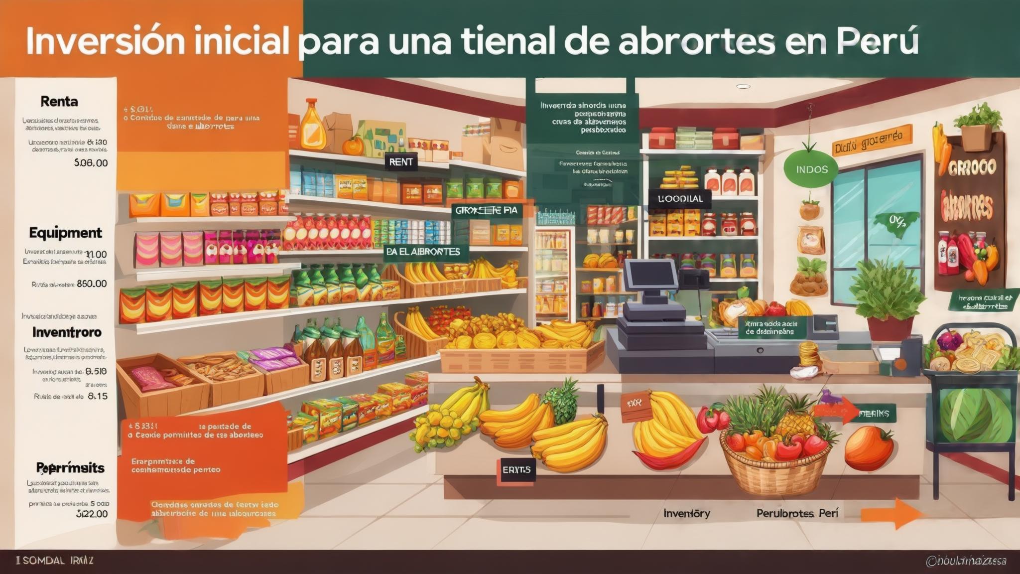 AI generated image: ¿Cuánto se INVIERTE en una TIENDA de ABARROTES en PERÚ?